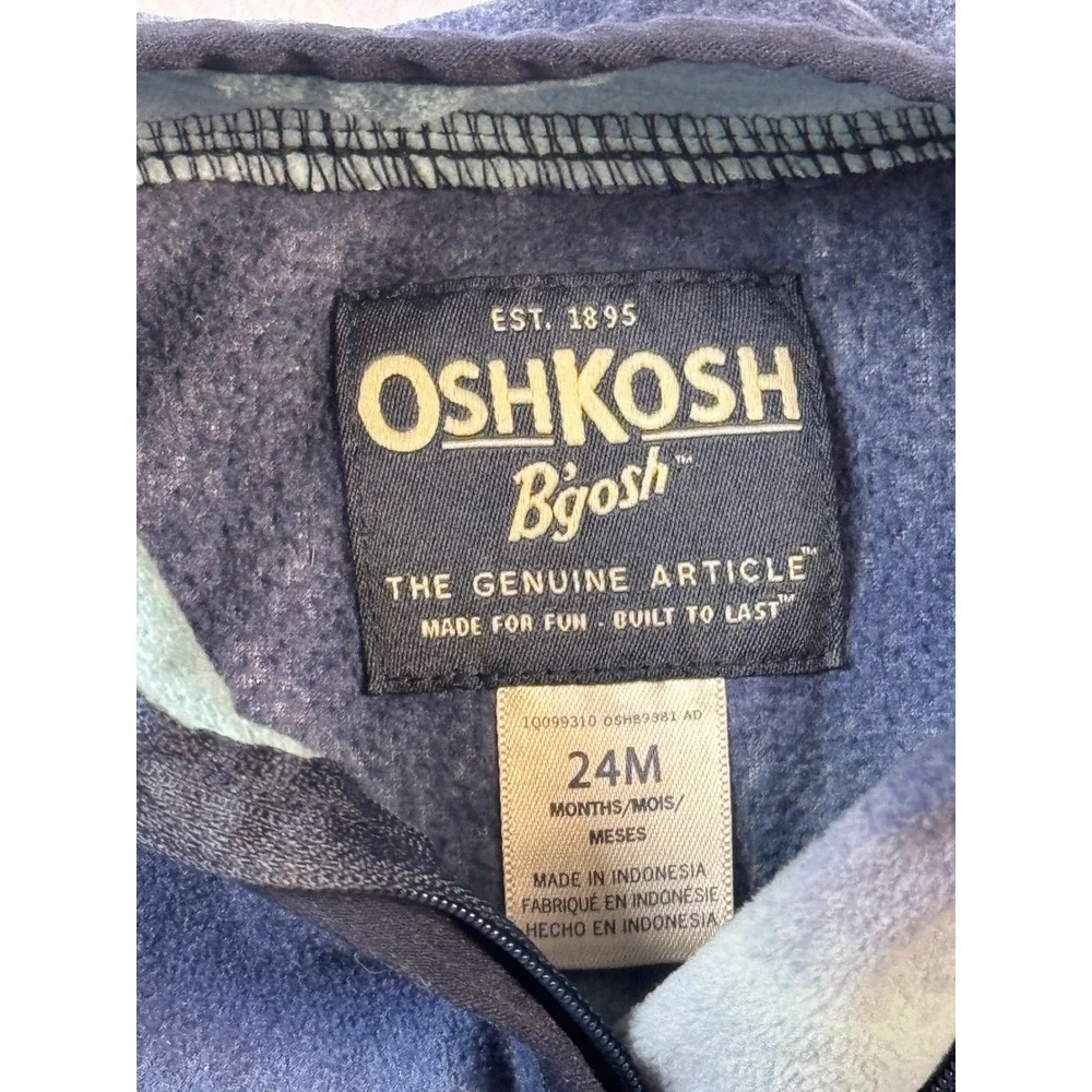 OshKosh Bgosh Toddler Boys 24M Blue Ombre Stripe Quarter Zip Fleece Pullover